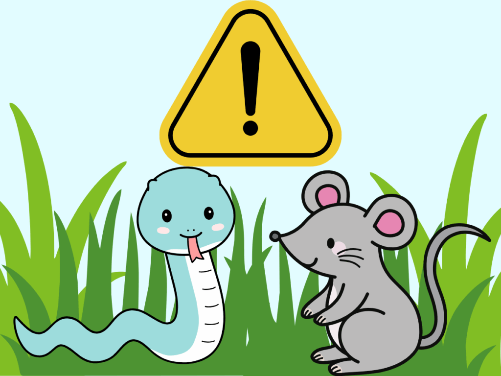草むらの害虫や危険を示す警告イラスト